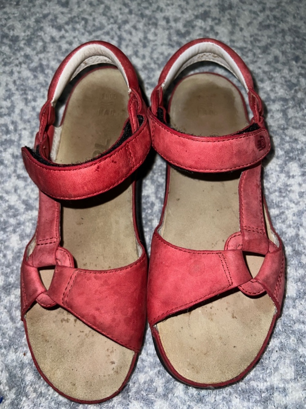 Teva Red Suede-Look Women's Hook-and-Loop Sandals Shoc pad sole size 7.5